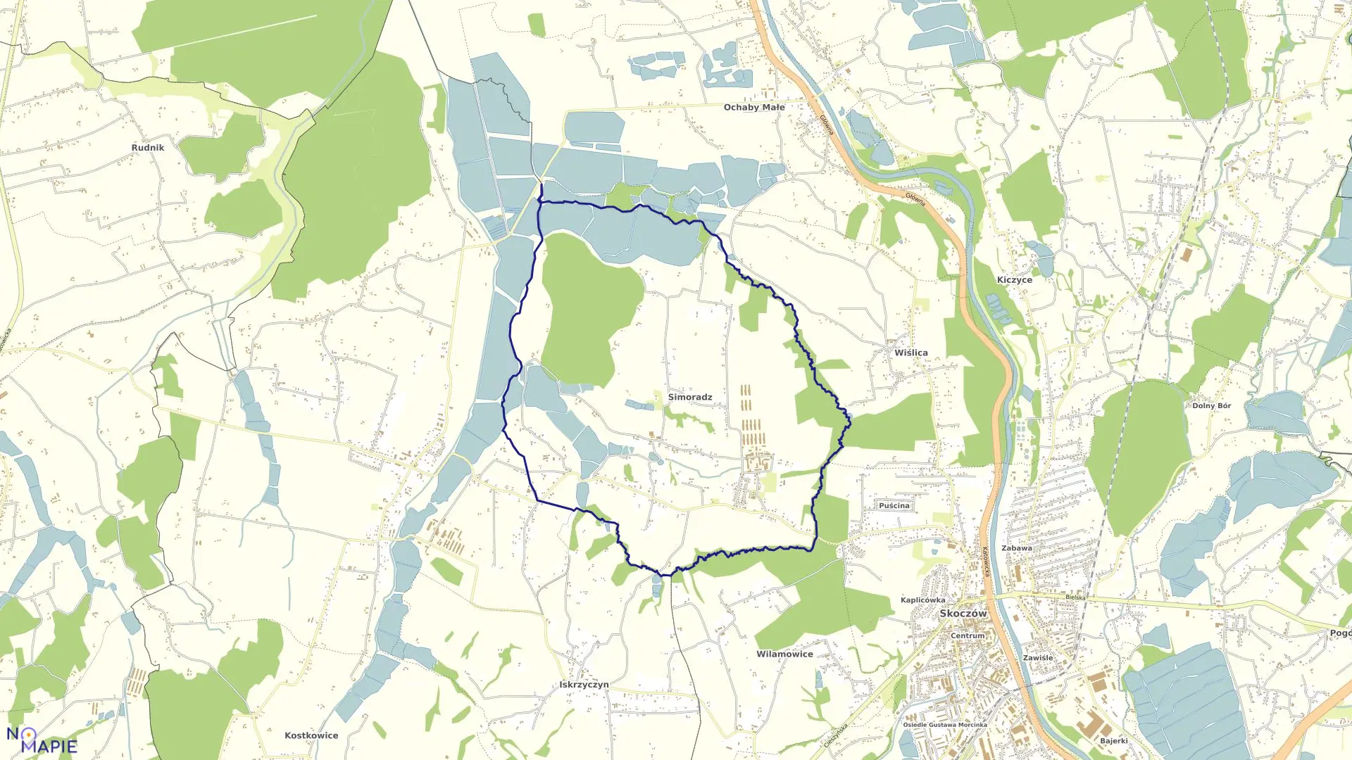 Mapa obrębu SIMORADZ w gminie Dębowiec